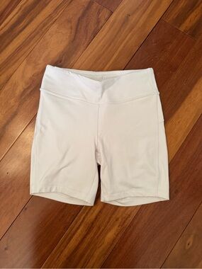 Women's White High-Rise Active Bike Shorts